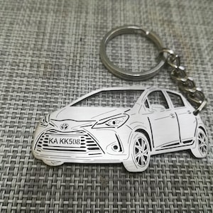 birthday gift Custom  Car Keychain with Personalized Name, Gift for Him, Personalized Fan Key Ring , Toyota Yaris Y20