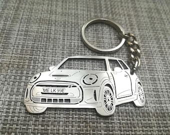 birthday gift for boyfriends car keychain  with Personalized Name, Gift for Him, Custom keychain ,Mini Cooper SE 2022