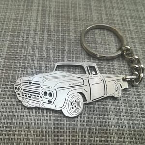 birthday gift Custom  Car Keychain with Personalized Name, Gift for Him, Personalized Fan Key Ring ,1960 Ford F100 pickup