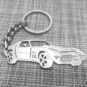 Llavero de coche para regalo de Navidad con nombre personalizado, regalo para él, llavero de fan personalizado, Chevrolet Corvette 1969