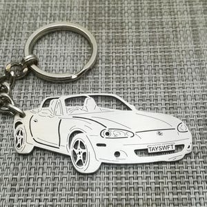 birthday gift Custom  Car Keychain with Personalized Name, Gift for Him, Personalized Fan Key Ring ,Mazda mx-5 miata 2001