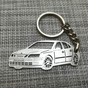 birthday gift Custom  Car Keychain with Personalized Name, Gift for Him, Personalized Fan Key Ring , Saab 9-3