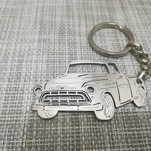 Weihnachtsgeschenke Auto Schlüsselanhänger mit personalisiertem Namen, Geschenk für Ihn, personalisierter Fan Schlüsselanhänger, Chevy Truck 3100 1957