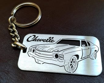Llavero de coche con nombre personalizado, regalo de cumpleaños para novios, regalo para él, llavero personalizado, Chevelle SS 454 1971
