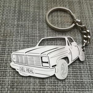 gift for him, Custom Car Keychain with Personalized Name, Gift for Him, Personalized Fan Key Ring, Chevrolet C10 1986 Scottsdale Stepside
