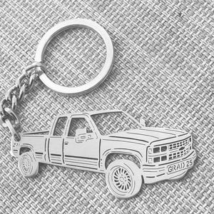 Christmas gifts car keychain  with Personalized Name, Gift for Him, Personalized Fan Key Ring , Chevy obs extended cab 1998