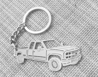 Christmas gifts car keychain  with Personalized Name, Gift for Him, Custom keychain , Chevy obs extended cab 1998