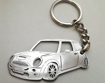Geburtstagsgeschenk für Freunde Auto Schlüsselanhänger mit personalisierten Namen, Geschenk für ihn, benutzerdefinierte Schlüsselanhänger, Mini Cooper1