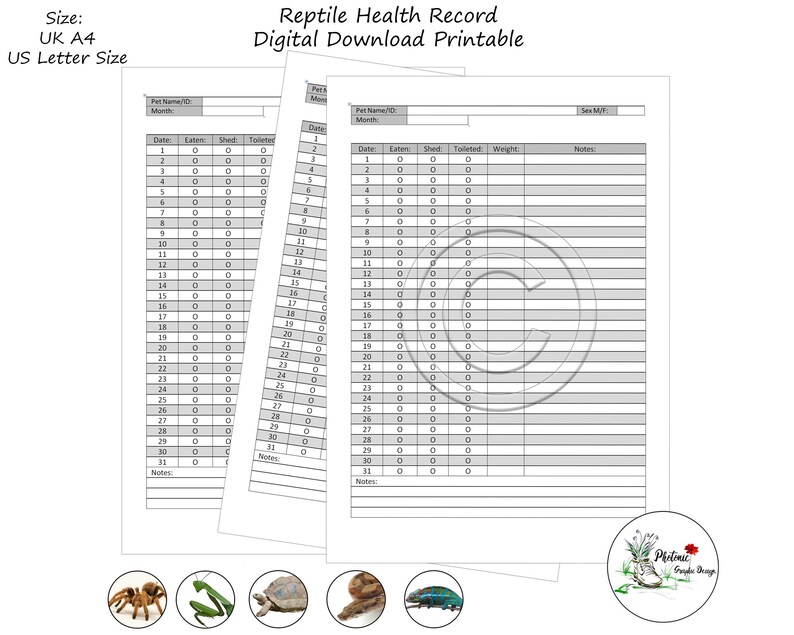 Reptile Planner Lizard Snake Feeding Record Reptile Breeders - Etsy