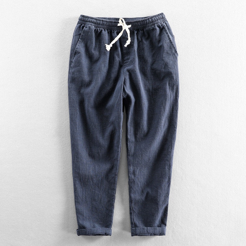 Men's Linen Pants Summer Vintage Elastic Waistband Loose - Etsy