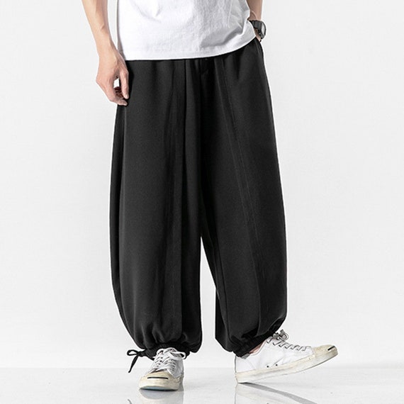 Loose Cotton Harem Pants, Men's Summer Wide Leg Linen Pants, Japanese  Straight Linen Pants, Men's Elastic Waistband Cotton Linen Pants -   Canada