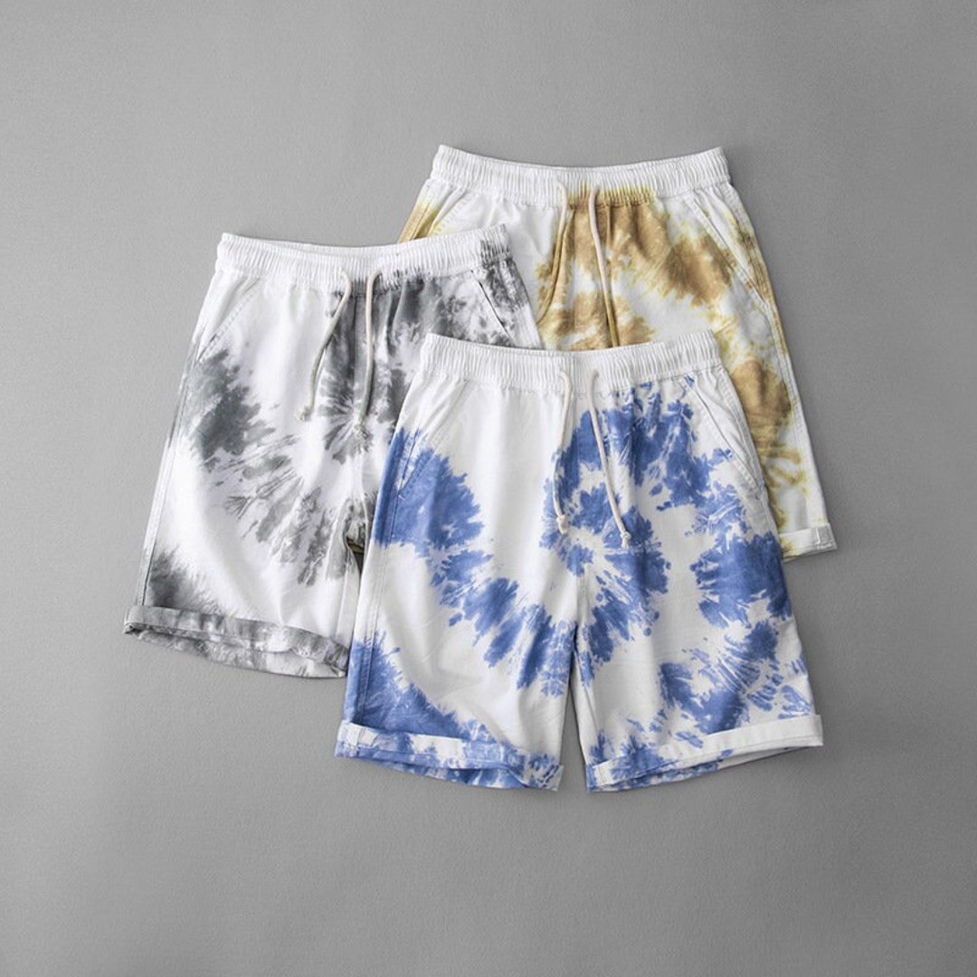 Tiedye Cotton Linen Shorts Retro Men's Summer Cotton and Etsy