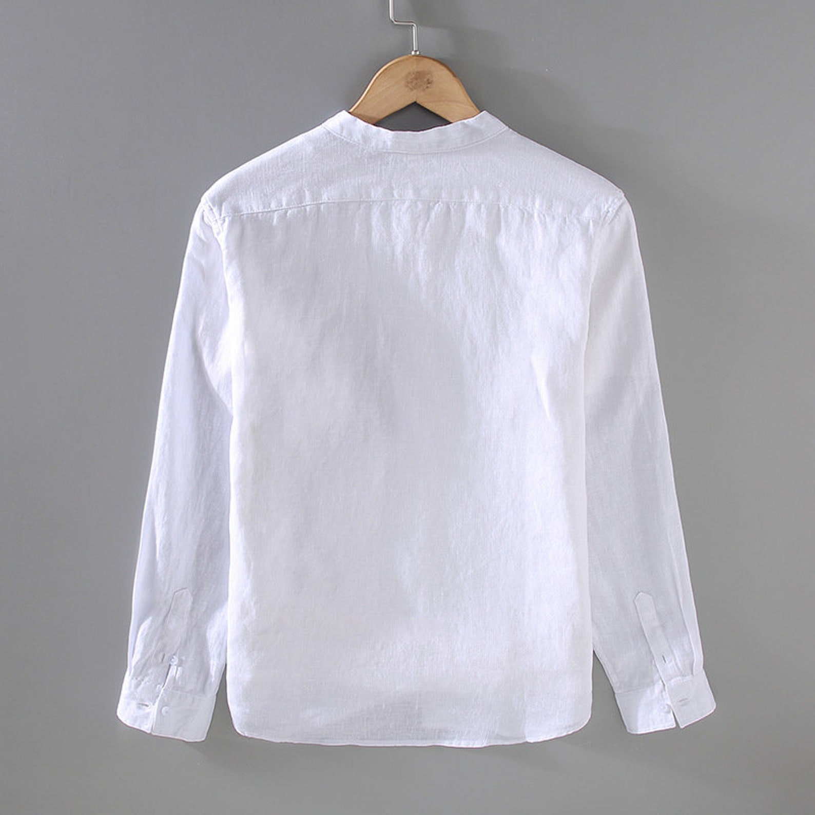 Men's Long sleeved Linen Shirt Solid Color Loose Linen - Etsy