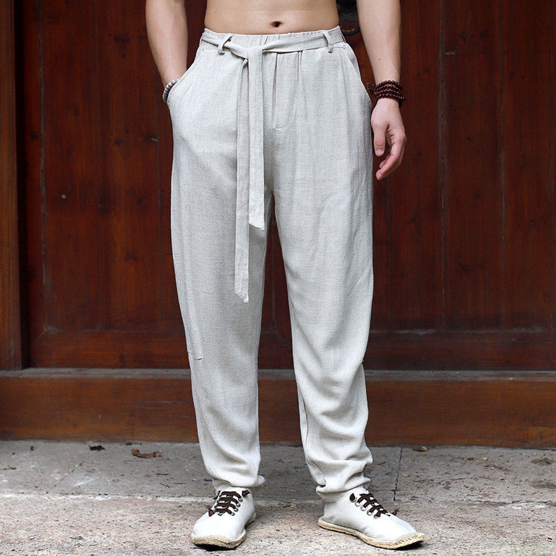 Men's Linen Pants Summer Linen Harem Pants Men's - Etsy