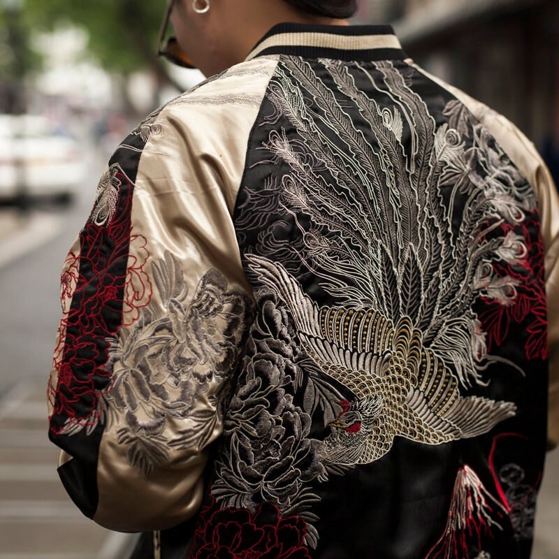 Sukajan Embroidery Souvenir Jacket Japanese Traditional 