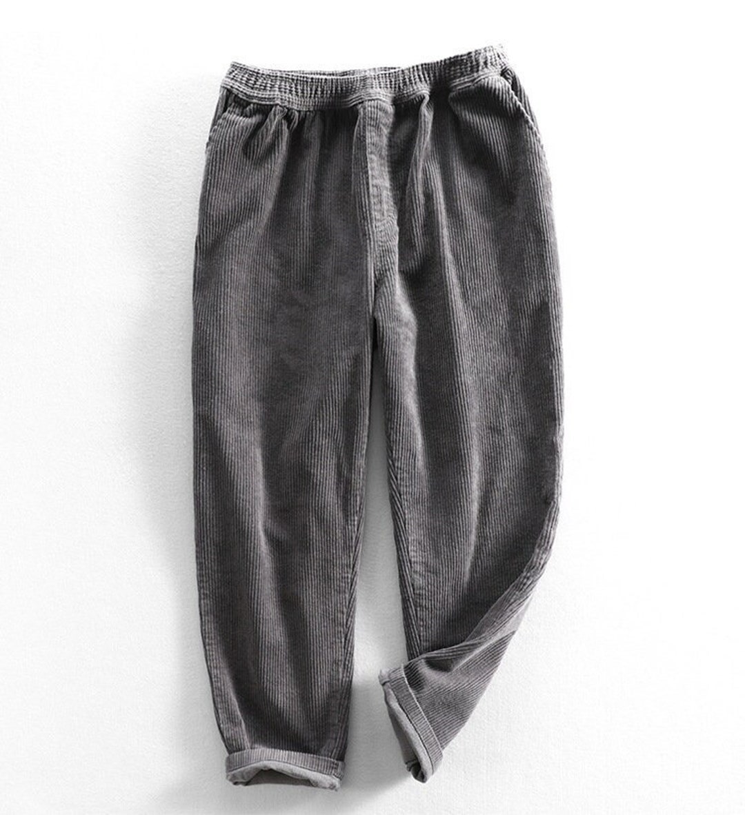 Men's Corduroy Pants, Elastic Waist Cotton Corduroy Pants, Vintage Men ...