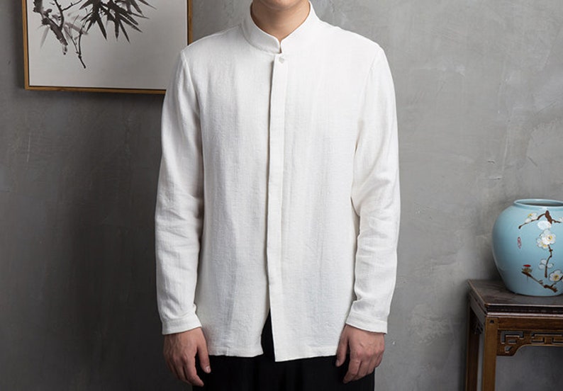 Men's Linen Shirts Vintage Chinese Cotton Linen Shirts - Etsy