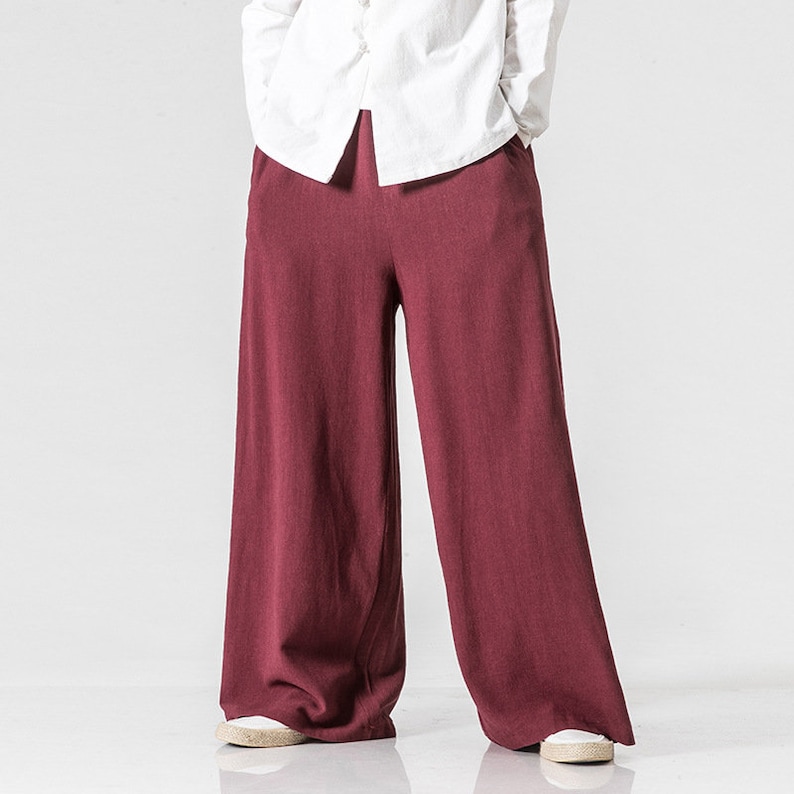 Loose Linen Wide Leg Pants Men's Wide Leg Pants Linen - Etsy