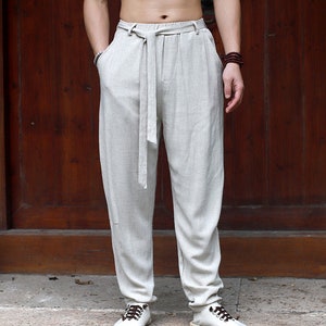 Men's Linen Pants Summer Linen Harem Pants Men's - Etsy