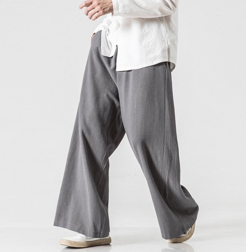 Loose Linen Wide Leg Pants Men's Wide Leg Pants Linen - Etsy