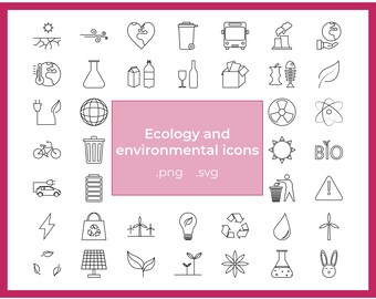Ecology Vector Icons Set: Clean Energy, Sustainability (SVG)