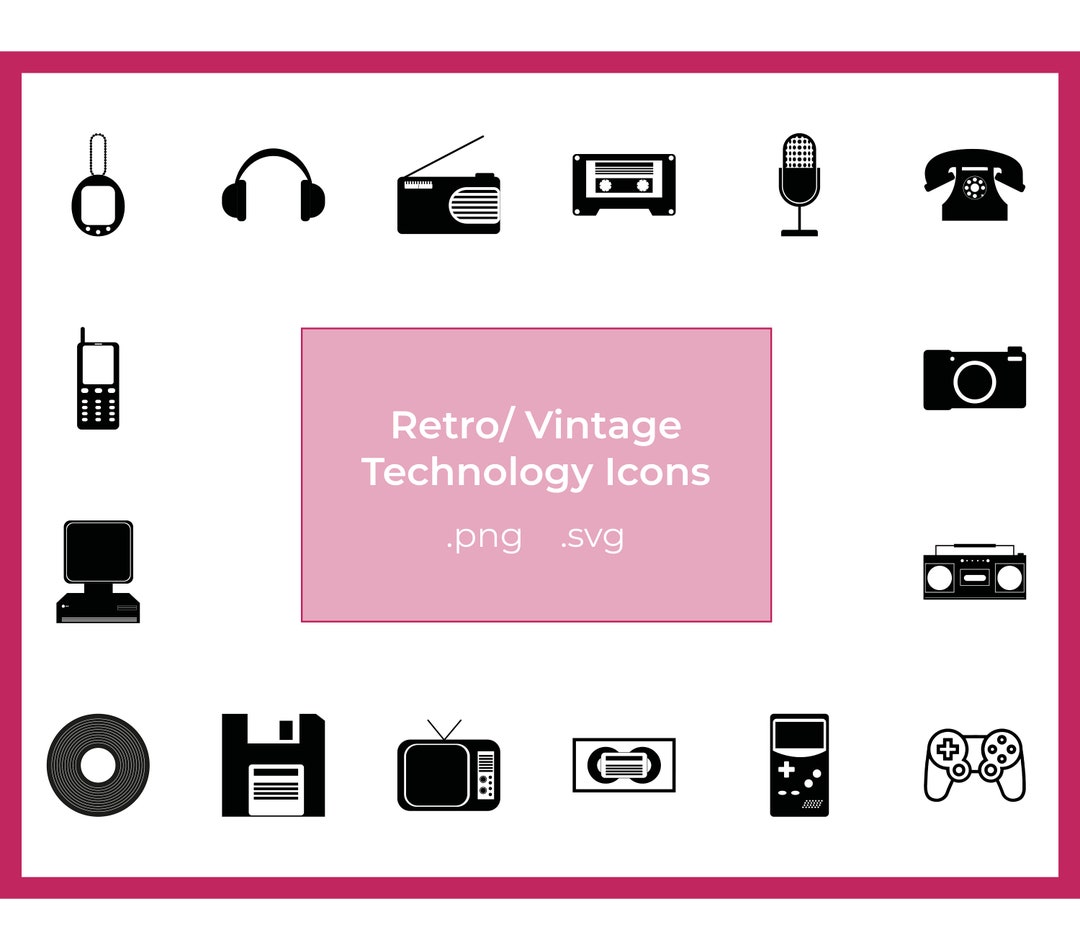 Retro Technology Icons: 80s 90s Vector Graphics (.svg, .png) - Etsy