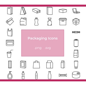 Vektorielle Icons Verpackungsdesigns und Layouts ( .svg .png) Produktdesign Icons Container für Produkte. Layout Designs für Produkte