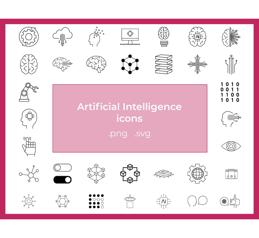 AI Icon Vector Pack: Futuristic Tech Symbols (.svg & .png) - Etsy