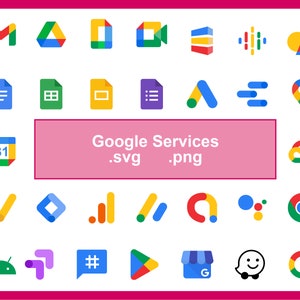 Google-Symbole Vektor-Svg- und PNG-Symbole für Google Mail, Maps, Cloud, Kalendersuche. Technologie-Services-Icons bündeln