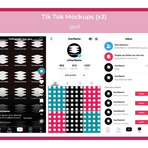 Tik Tok editable (x3) mockups Fully Editable (Photoshop .psd).Templated to replicate Tik Tok. Social media Templates in photoshop (.psd)