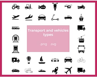 Transport Icons Pack: Editable Vehicle Graphics (.svg & .png)