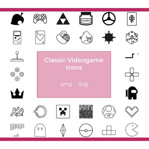 Vectorial classic Videogames Icons. Symbols of the most popular videogames of all the times in vectorial format (.png .svg)