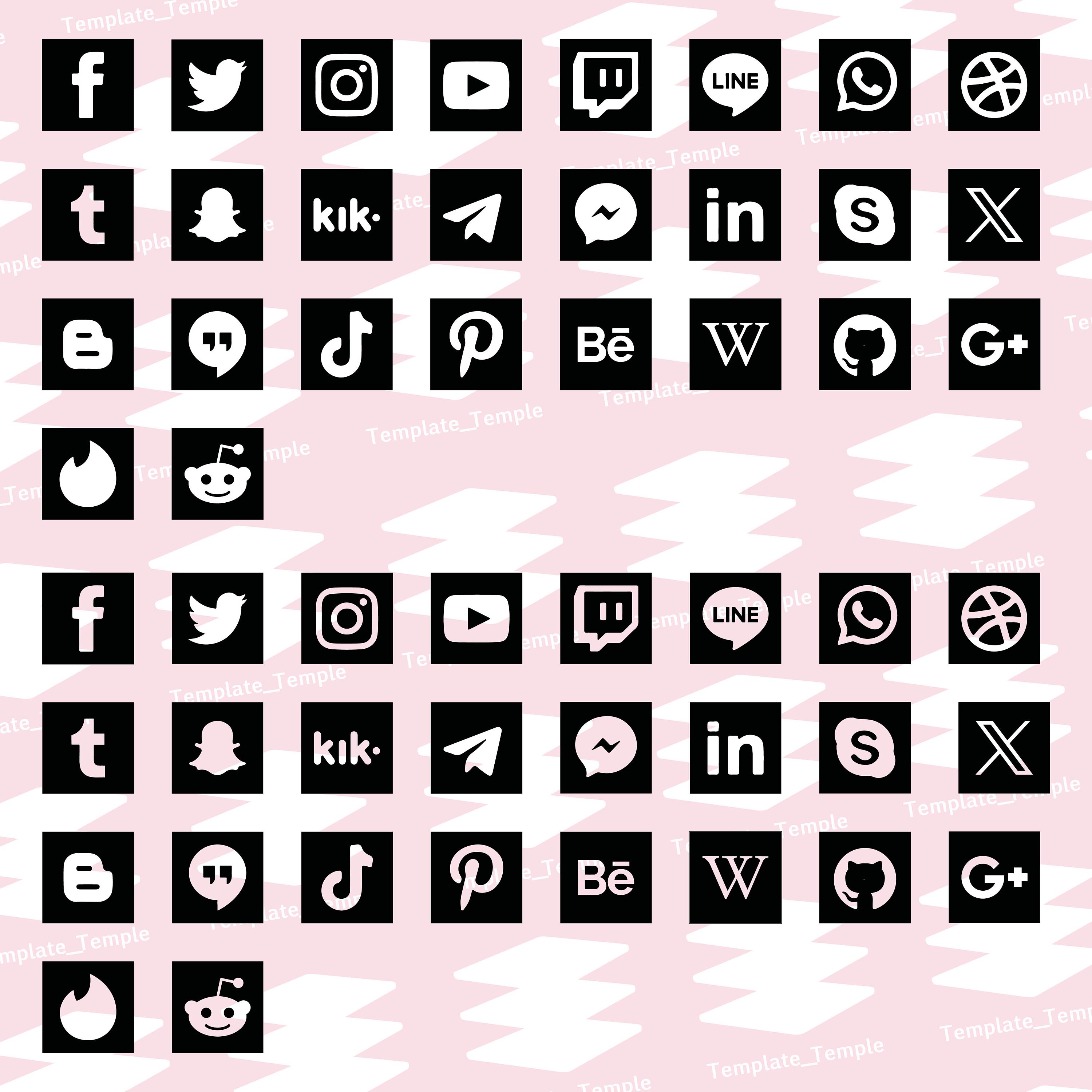 Mega Icon Set Mega Icon Bundle Square Social Media Icons Vector (svg and Png). 2 ...