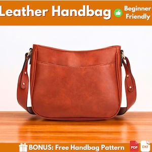 Lederhandtasche Muster | Leder Muster | Damentasche aus Leder | Leder DIY | Ledertasche Muster | Umhängetasche Muster | PDF-Download