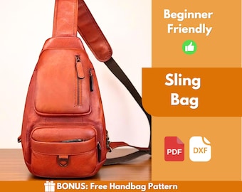 Leather Sling Bag PDF Pattern | Leather Pattern | Beginner Pattern | Sling Bag Pattern | Crossbody Bag Pattern | Leather Bag | PDF Download