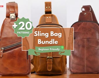 Leather Sling Bag Bundle | Leather Sling Bag PDF Pattern | Leather Patterns | Beginner Pattern | Sling Bag Pattern | Crossbody Bag Pattern