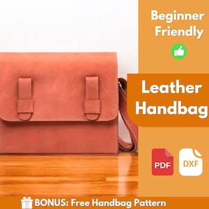 Patroon leren handtas | Leerpatroon | Beginnerspatroon | Leren doe-het-zelf | Patroon leren tas | Patroon schoudertas | Pdf-download