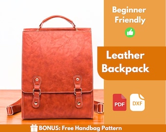 Leather Backpack Pattern | Leather Pattern | PDF Leather Pattern | Leather Bag Pattern | Laptop Bag Pattern | Easy Bag Pattern | PDF Pattern