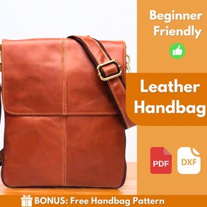 Patroon leren handtas | Leerpatroon | Beginnerspatroon | Leren doe-het-zelf | Patroon leren tas | Patroon schoudertas | Pdf-download