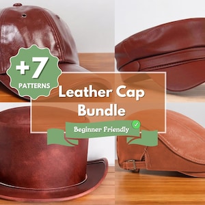Cap-Bundle | Cap aus Leder gemustert Leder Schnittmuster | Anfängermuster | Lederhut-Muster | Schiebermütze Muster | Einfache Muster