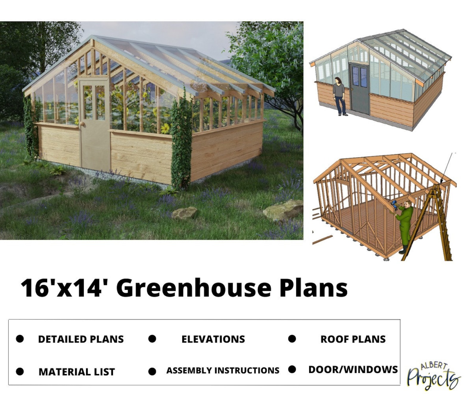 16' X 14' Greenhouse DIY Plans Greenhouse Blueprint PDF Easy Greenhouse