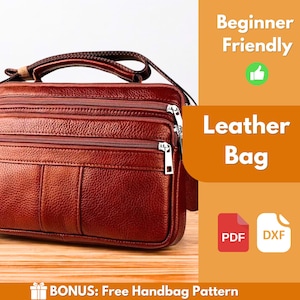 Ledertasche Muster | Leder Muster | PDF Leder Schnittmuster | Taschenmuster | Laptoptasche Muster | Lederhandtasche Muster | PDF-Download