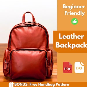 Leather Backpack Pattern | Leather Pattern | PDF Leather Pattern | Leather Bag Pattern | Laptop Bag Pattern | Easy Bag Pattern | PDF Pattern