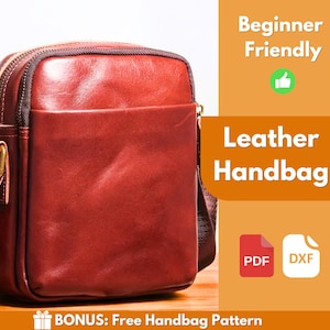 Patroon leren handtas | Leerpatroon | Beginnerspatroon | Leren doe-het-zelf | Patroon leren tas | Patroon schoudertas | Pdf-download
