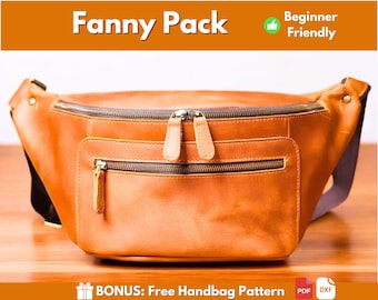 Leather Fanny Pack Pattern | Leather Pattern | Leather Waist Bag Pattern | Sling Bag Pattern | Crossbody Bag Pattern | Belt Bag Pattern
