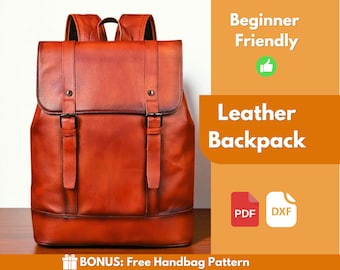 Leather Backpack Pattern | Leather Pattern | PDF Leather Pattern | Leather Bag Pattern | Laptop Bag Pattern | Easy Bag Pattern | PDF Pattern