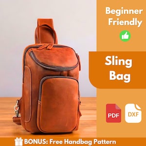Leder Sling Bag PDF Nähanleitung | Leder Muster | Anfängermuster | Sling Bag Muster | Umhängetasche Muster | Ledertasche | PDF-Download