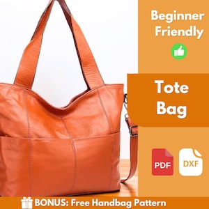 Tote Bag Pattern | Leather Pattern | PDF Leather Pattern | Leather Bag Pattern | Easy Leather Tote Bag | Leather Template | PDF Download