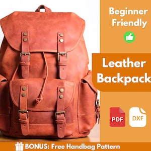 Motif de sac à dos en cuir | Motif cuir | Patron en cuir PDF | Motif de sac en cuir | Patron de sacoche pour ordinateur portable | Modèle de sac facile | Patron PDF