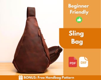 Leather Sling Bag PDF Pattern | Leather Pattern | Beginner Pattern | Sling Bag Pattern | Crossbody Bag Pattern | Leather Bag | PDF Download